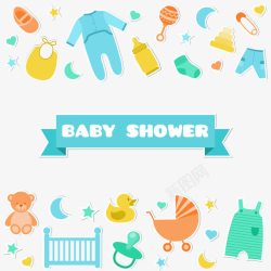 婴儿卡通可爱洗澡衣服素材