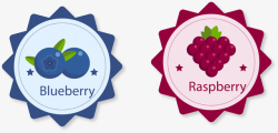 扁平化蓝莓水果蓝莓和蔓越莓的图标矢量图高清图片