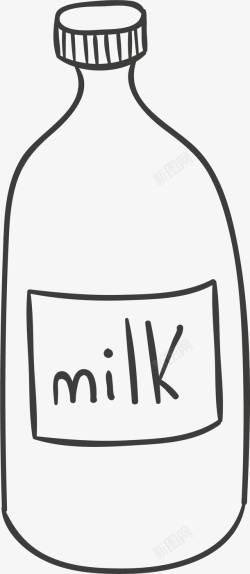 milk瓶子手绘黑色瓶子图标高清图片