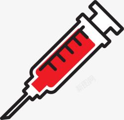 献血针筒红色扁平血液针筒高清图片