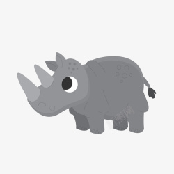 灰色犀牛灰色卡通动物犀牛矢量图高清图片