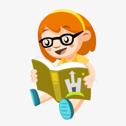 看书的人物卡通看书的女孩人物矢量图高清图片