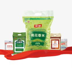 袋装米产品实物桃花香米高清图片