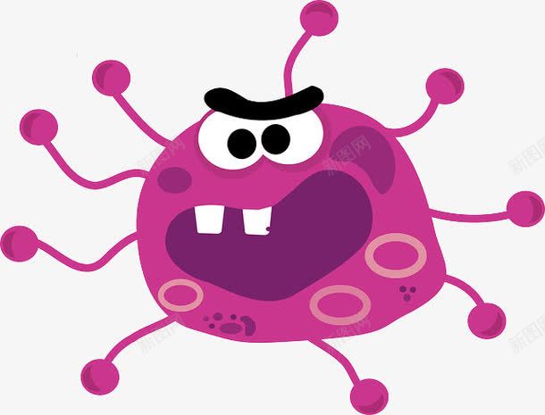 粉红色的病毒卡通png免抠素材_新图网 https://ixintu.com 健康 手绘 病毒 细菌 绿色