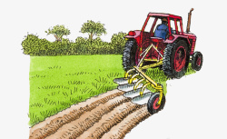 农田耕种插图机械耕种农地高清图片