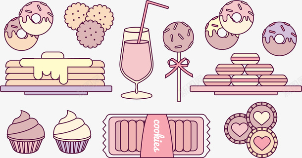 卡通食物png免抠素材_新图网 https://ixintu.com 奶油 奶油蛋糕 棒棒糖 爱心 甜品 甜甜圈 面包 饮料 饼干