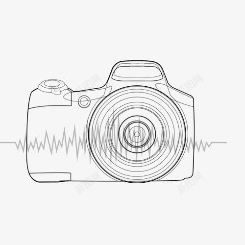 相机png免抠素材_新图网 https://ixintu.com 单反相机 线条绘画 黑白元素
