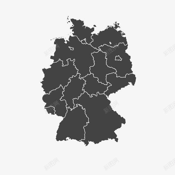 灰黑色德国地图png免抠素材_新图网 https://ixintu.com 国家地图 地图 德国地图 灰黑色地图