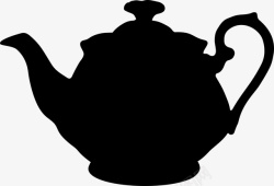 茶壶盖水壶剪影图标高清图片