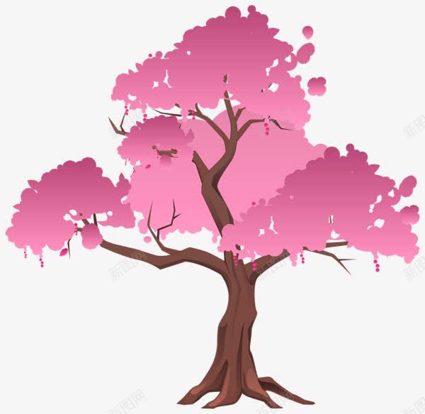 粉色樱花树png免抠素材_新图网 https://ixintu.com 樱花 樱花树 水彩 粉色 花朵