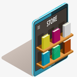 商务平板网上书店3D立体插画矢量图高清图片