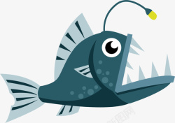 海洋矢量素材蓝色卡通凶恶灯笼鱼高清图片