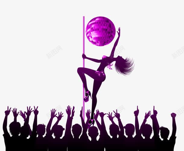 紫色女人跳舞剪影png免抠素材_新图网 https://ixintu.com 夜场 夜场素材 紫色女人跳舞剪影 钢管舞
