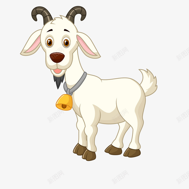 卡通戴着铃铛的山羊矢量图ai免抠素材_新图网 https://ixintu.com 养殖场 动物设计 卡通 奶羊 山羊 手绘 矢量图 铃铛
