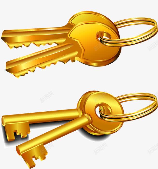 钥匙png免抠素材_新图网 https://ixintu.com 开门 插画 金色 钥匙 锁匙