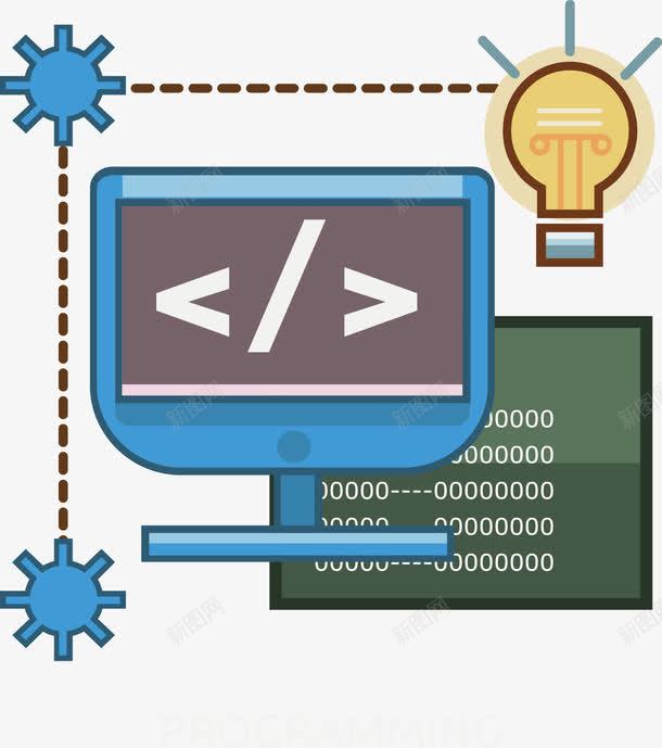 系统编程png免抠素材_新图网 https://ixintu.com 应用开发 矢量素材 编码 编程 计算机工程 软件开发 齿轮