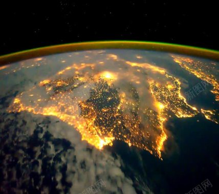 科幻元素地球星球表面黄色星光光效创意元素摄影合成摄影图片