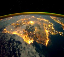 星光摄影地球星球表面黄色星光光效创意元素摄影合成高清图片