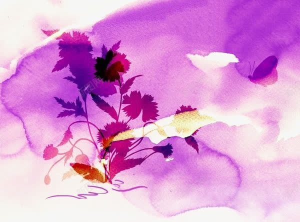 水彩花世界png免抠素材_新图网 https://ixintu.com 水彩花 紫色 紫色风格 花卉 花影