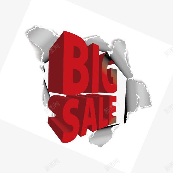 bigsale立体字投影红色撕裂png免抠素材_新图网 https://ixintu.com big sale 投影 撕裂 立体字 红色