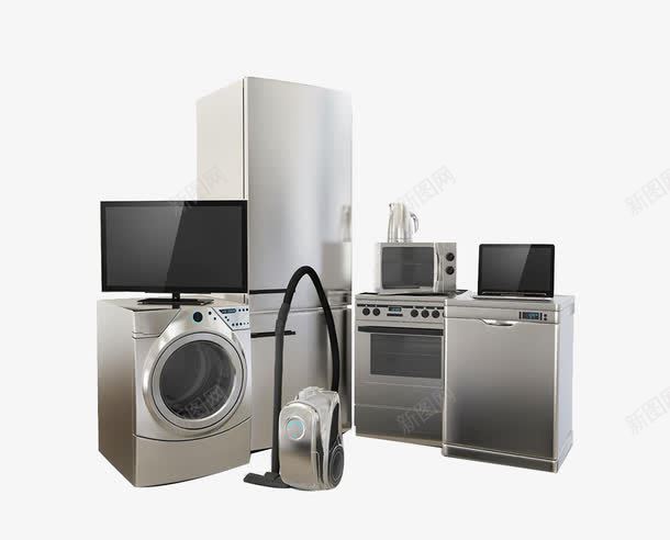 灰色家电组合png免抠素材_新图网 https://ixintu.com 冰箱 家用 家电组合 洗衣机 电器 组合