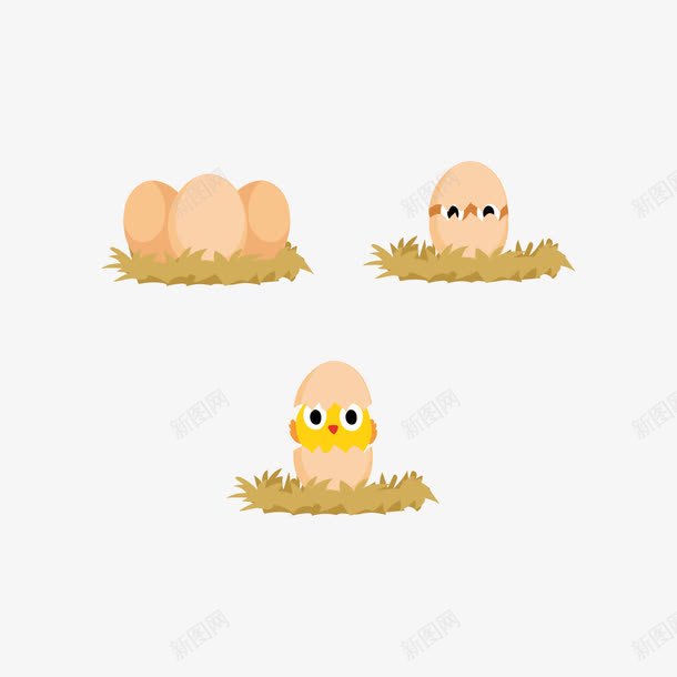 小鸡孵化简笔画png免抠素材_新图网 https://ixintu.com 卡通 可爱 孵化 小鸡 成长 简笔 萌 蛋壳 进化 鸡窝 鸡简笔 鸡蛋
