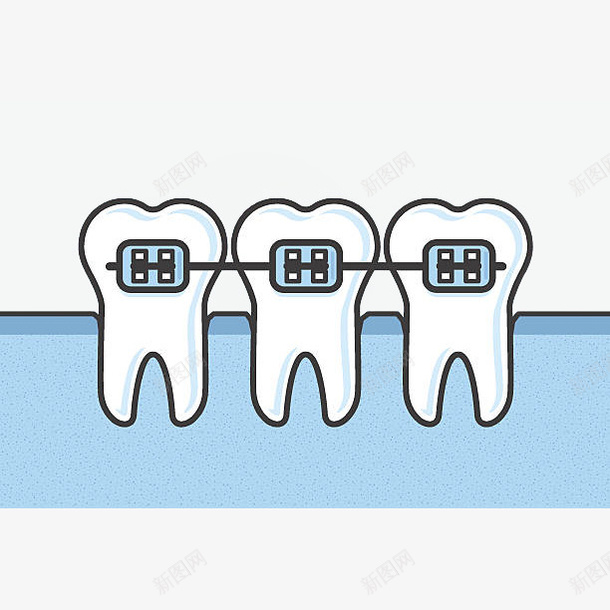 卡通三颗牙齿带牙套插画png免抠素材_新图网 https://ixintu.com 卡通 固定牙齿 插画 牙套 牙齿 牙齿修护卡通图 矫正牙齿 设计