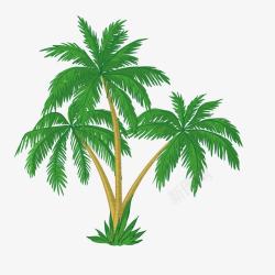 湖边绿树装饰画卡通版绿色的椰子树高清图片