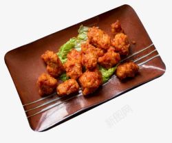 韩式料理食材金黄炸鸡盘子高清图片