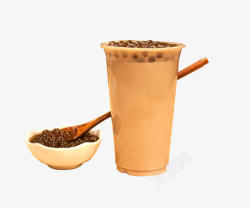 勺子卡通图珍珠奶茶的美味实物高清图片