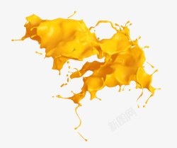 黄色油漆色飞溅飞溅的黄色液体高清图片