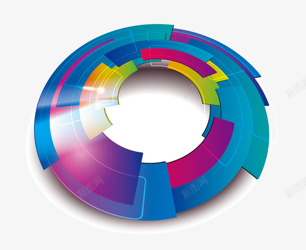 彩色圆环png免抠素材_新图网 https://ixintu.com PPT元素 拼贴 机械 金属