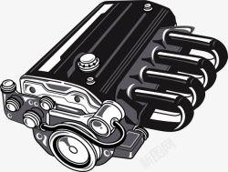 金属的发动机黑色反光金属引擎矢量图高清图片