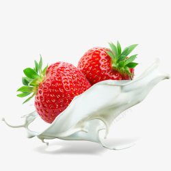 奶油飞溅奶油草莓效果高清图片