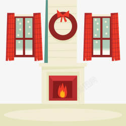 红色壁炉卡通红色壁炉高清图片