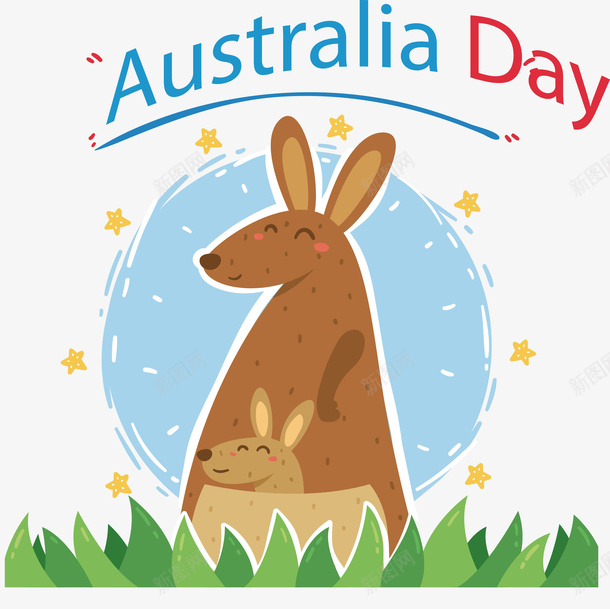 手绘袋鼠母子澳大利亚海报矢量图ai免抠素材_新图网 https://ixintu.com AustraliaDay 可爱袋鼠 妈妈和儿子手绘 澳大利亚 澳大利亚日 矢量png 矢量图 袋鼠