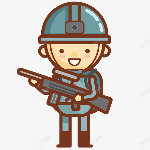 卡通特种兵图标png_新图网 https://ixintu.com 冲锋枪 卡通职业 图标 图示 特种兵 蓝色装备