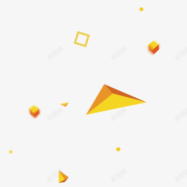 黄色图形png免抠素材_新图网 https://ixintu.com 三角锥 姜黄色 方块体 方框