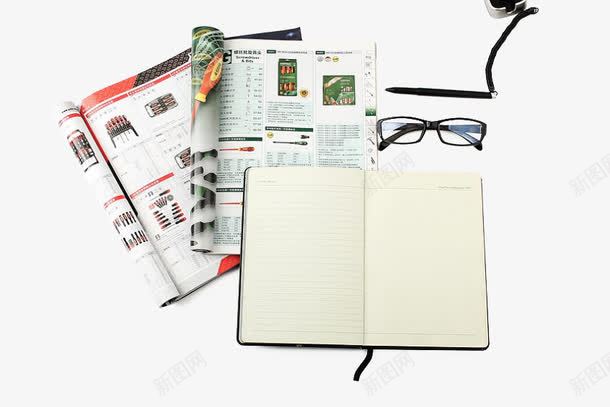 杂志笔记本png免抠素材_新图网 https://ixintu.com 作业 作业本 杂志 眼镜 笔 笔记本