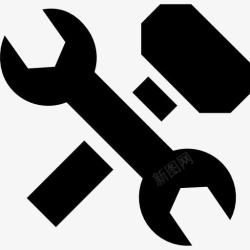 交叉符号扳手和锤子十字图标高清图片