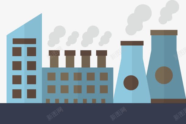 化工厂烟雾png免抠素材_新图网 https://ixintu.com 化工设备 废气 建筑物 污染 烟尘 蓝色