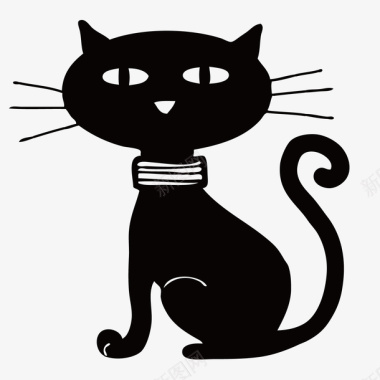 黑色圆弧小猫元素矢量图图标图标