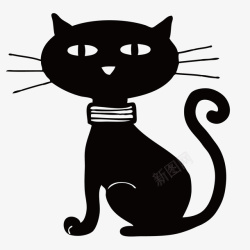 黑色胡须黑色圆弧小猫元素矢量图图标高清图片
