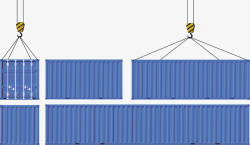 蓝色的集装箱和吊车矢量图素材