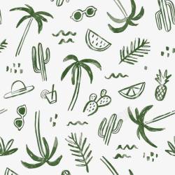墨镜椰子树绿色度假物品图标合集高清图片