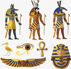 古埃及文化埃及文化动物人像矢量图高清图片
