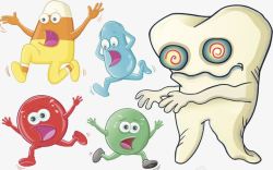 惊慌失措细菌蛀牙插画高清图片