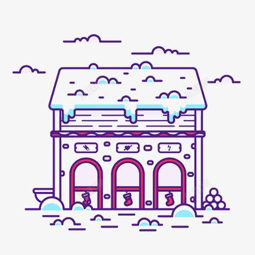 被雪覆盖的建筑png免抠素材_新图网 https://ixintu.com 建筑 彩色 房子 简约 雪堆