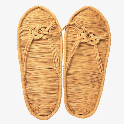 易于棕色编织的舒适的海边沙滩鞋实物高清图片