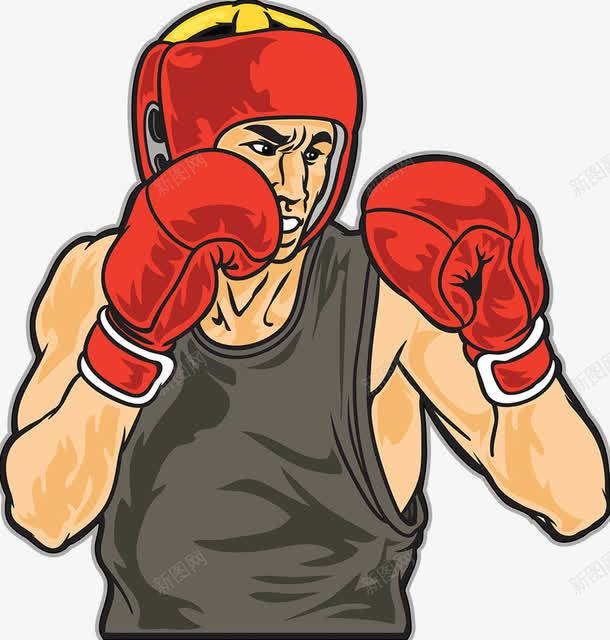 拳击比赛插画png免抠素材_新图网 https://ixintu.com 保护头盔 拳击手套 拳击比赛 泰拳